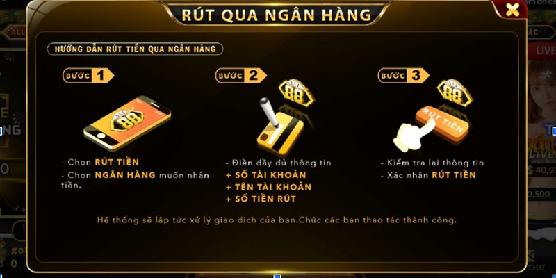 Lựa chọn tài khoản ngân hàng bạn đã thêm vào Lottvip